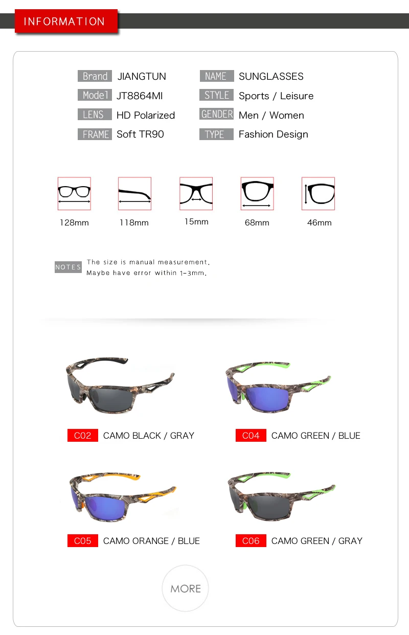 JIANGTUN бренд камуфляж поляризованных солнцезащитных очков зеркало уменьшить блики солнцезащитные очки Одежда высшего качества TR90+ резина вождения оттенки