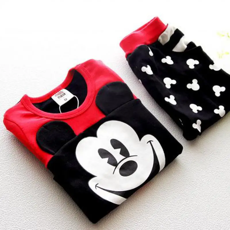 Ceny Moda mickey zestaw ubrań dla dzieci dziewczyny chłopcy Minnie zestawy ubrań dla dzieci pulower bawełniany koszule + spodnie świąteczne 2 szt. Garnitury dziecięce