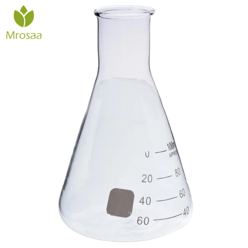 Mrosaa прозрачная коническая фляга стеклянная научная фляжка Erlenmeyer 100 мл