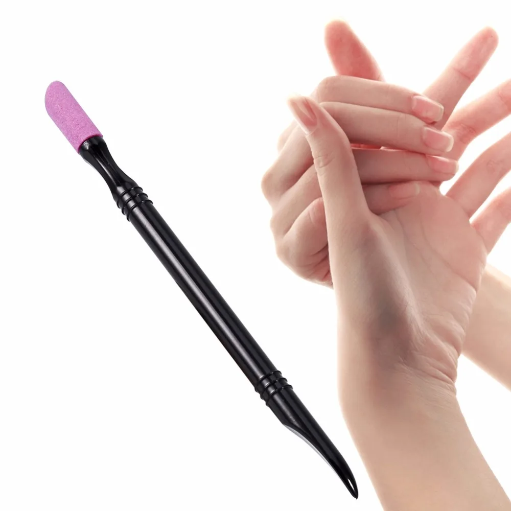 

1 x Quartz Scrubs Stone Cuticle Stick Pen Spoon Filing Buffer Cut Black Nail Polish Manicure Care Tools Nail Art Pusher Hot