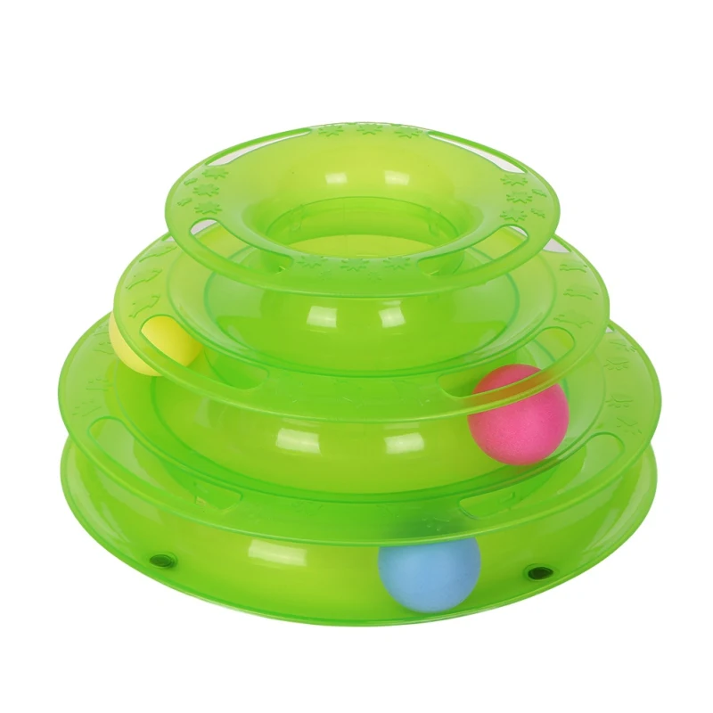 Дропшиппинг, забавная игрушка для кошек, игрушки для кошек, интеллект, тройной игровой диск, игрушка для кошек, шары, кот, сумасшедший диск с шариком, Интерактивная игрушка - Цвет: Зеленый