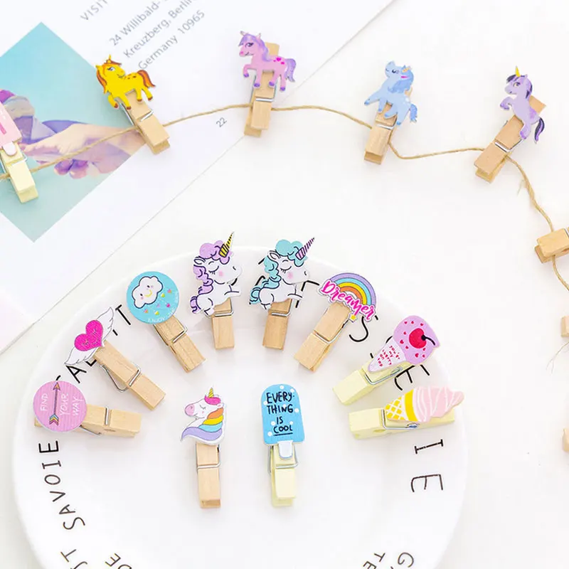 10 штук пакет мультфильм серии Мини Kawaii Деревянный зажим бумажные зажимы сделай