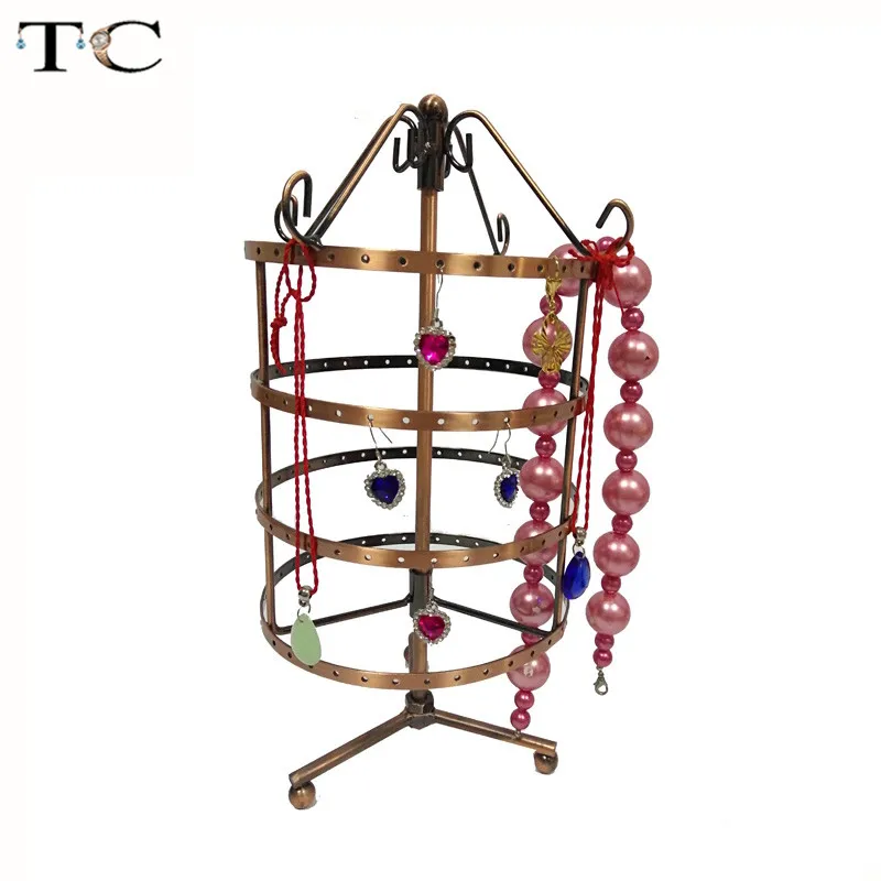 132 Holes Metal Earring Display Stand Rack Rotating Metal Jewelry