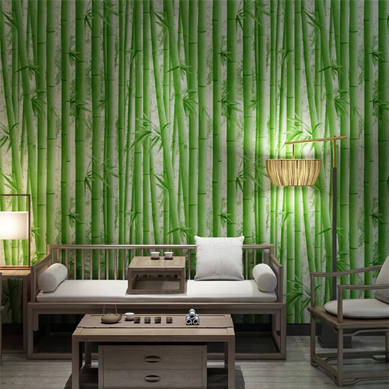 beibehang Chinese wallpaper 3d classical bamboo forest style retro dining restaurant papel de pared background | Обустройство дома