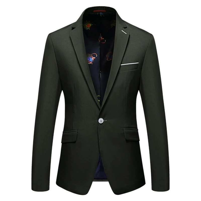 One Button Blazers Men Suits Luxury Solid Color Slim Fit Male Wedding Jacket Coat Plus Size M-4XL | Мужская одежда