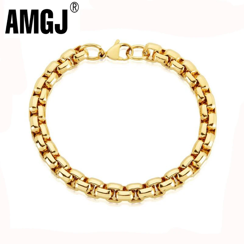 

6mm Stainless Steel Box Chain Bracelet Bangle for Men Women Hip Hop Rock Charm Cuff Bracelet Couple Jewelry Gift
