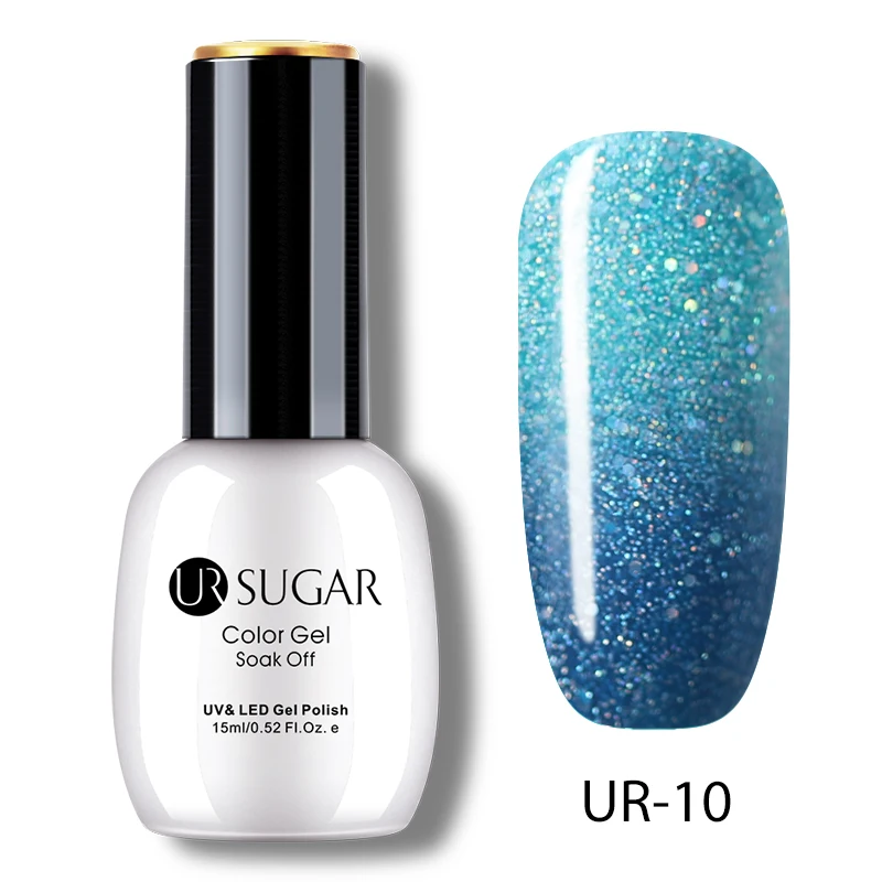 Ur Sugar, 15 мл, Радужный, меняющий цвет, гель для ногтей, голографический лак, блеск, Термальный гель, впитывающий УФ-гель, лак для ногтей - Цвет: 10