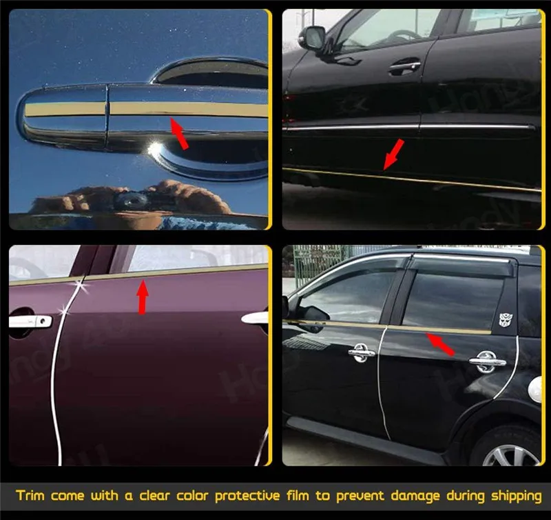 Car Bumper Strip 5M Exterior Car Chrome Body Strip Bumper Auto Door Protective Moulding Styling Trim Sticker 6MM 10MM 12MM 15MM 20MM 25MM 30MM