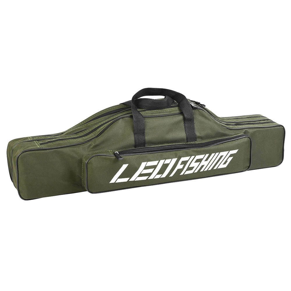 

LEO 80cm Double-layer Fishing Rod Bag Portable Fishing Reel Rod Lure Carrier Storage Case Multifunction Canvas Bag For Pesca