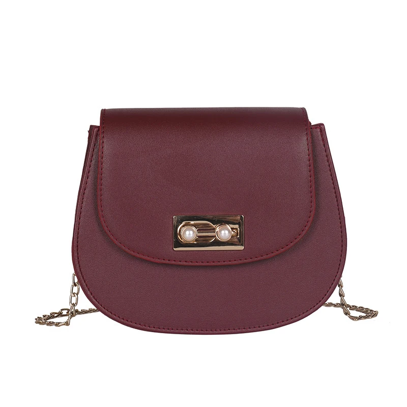 

Women Cossbody Bag Mini Solid Color PU Leather Shoulder Bag with Small Chain MSJ99