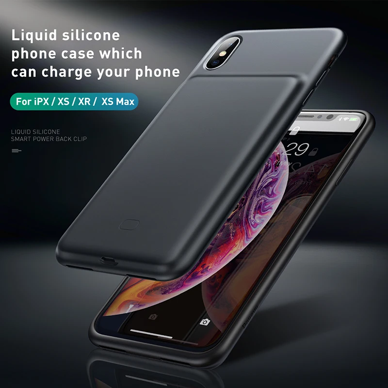 Baseus Battery Charger Case for iPhone Xs Max XR Xs Power Bank Skin-friendly Silicone for iPhone Powerbank External Battery Pack