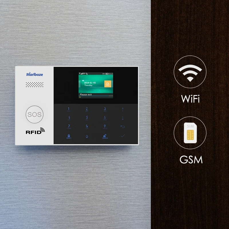 Marlboze Wi-Fi GSM GPRS Сигнализация приложение пульт дистанционного управления RFID карта Arm с цветным экраном SOS Кнопка языки переключаемый