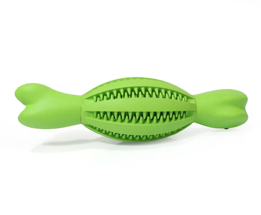 Dog Toy Interactive Rubber Rugby Bone Molar Stick Elasticity Leaky Feeding Ball Pet Dog Chew Toys Tooth Cleaning Balls Training (7)