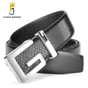 

FAJARINA Unique Design Letter Smooth Buckle Belt Quality Cow Cowhide Genuine Leather Belts Apparel Accessories for Men PXFJ227