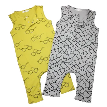 

2019 New toddler Fashion Glasses/Plaid Pattern Baby Boys Rompers Sleeveless Newborn Baby Girl Clothes Infant Jumpsuit