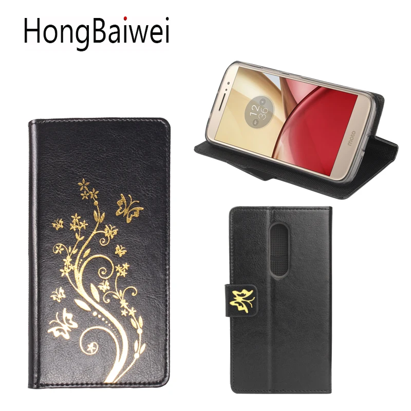 

HongBaiwei for MOTO M XT1662 Case Leather Flower Henna Clear Flip Luxury Card Slot Wallet Phone Bag Case for MOTO M XT1662