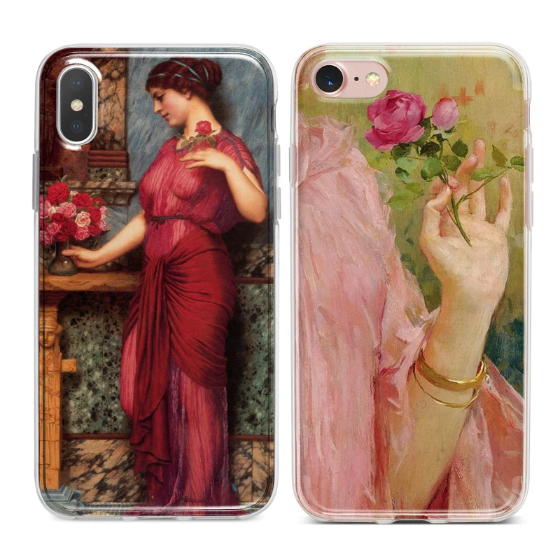 Oil Painting Aesthetics Rose Coque Soft TPU Silicone Phone Case for