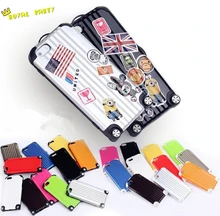 Luxury Travel Carrier Suitcase Bag Case Fashion DIY Sticker Cover Luggage Phone Case For iPhone 7 6 6s Plus 5 5s NFC Card Slot