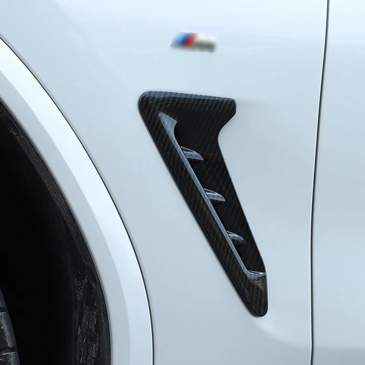 

JY 2PCS ABS Carbon Fiber Style Shark Gills Side Body Fender Air Vent Trim Car Styling Cover Accessories for BMW X3 G01 2018