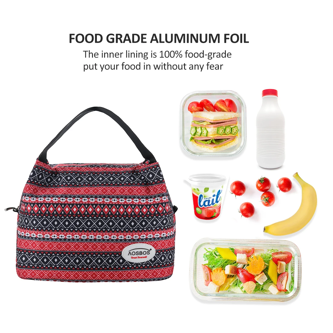 AOSBOS Новое поступление богемный красочный изолированный Ланч бокс портативный