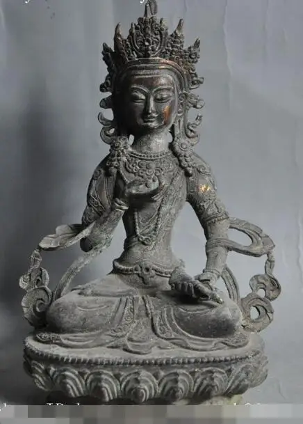 

S3847 8"old china buddhism bronze Vajra tara Vajrasattva GuanYin buddha goddess statue