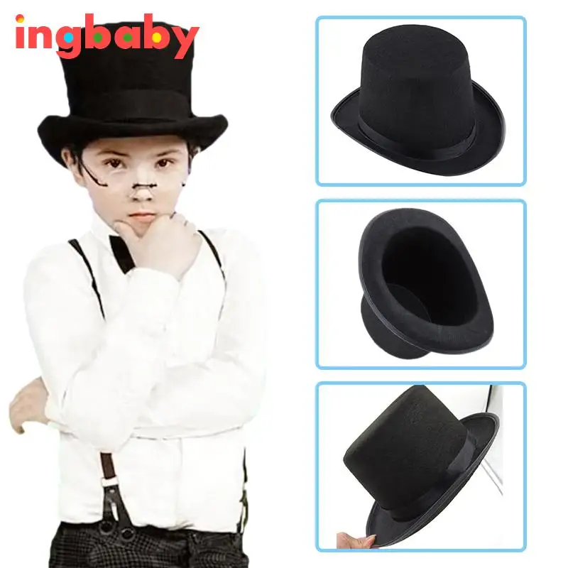 

1pc Magic Tricks Hat Black Magician Hat Child Style Hat Performance Hat Magic Gaugu Close-up Magic Props ingbaby WJ1261