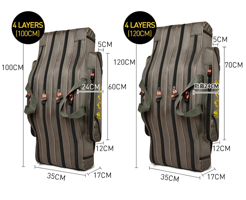 Многофункциональный Портативный рыболовная сумка холст 80/90/100/120/125 см удочка 3 Слои 4 Слои дорожные сумки Pesca XA73G