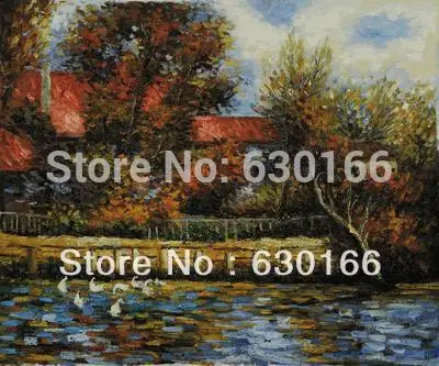 

Hand Painted Canvas Oil Painting for Living Room - Duck Pond by Pierre Auguste Renoir Painting Landscapes Horizontal
