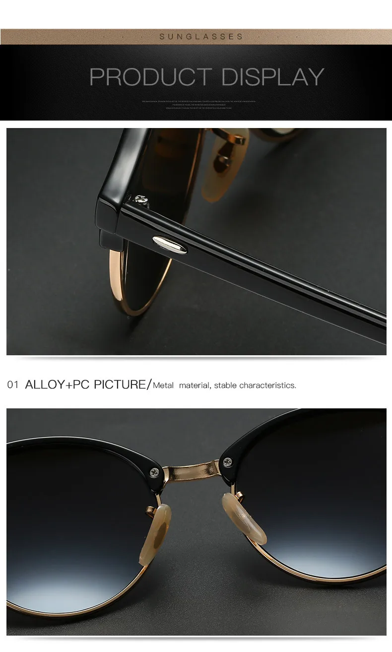 Винтажные Круглые Солнцезащитные очки с заклепками, женские брендовые дизайнерские очки, UV400, полуоправы, женские ретро солнцезащитные очки, элегантные Oculos De Sol