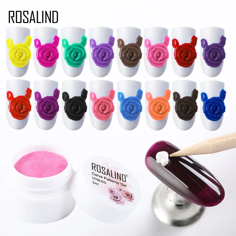 

ROSALIND UV Gel Nail Polish Varnish Hybrid Semi Permanant Carved Patterns UV Nail Art Polish All For Decoration Top Base Coat