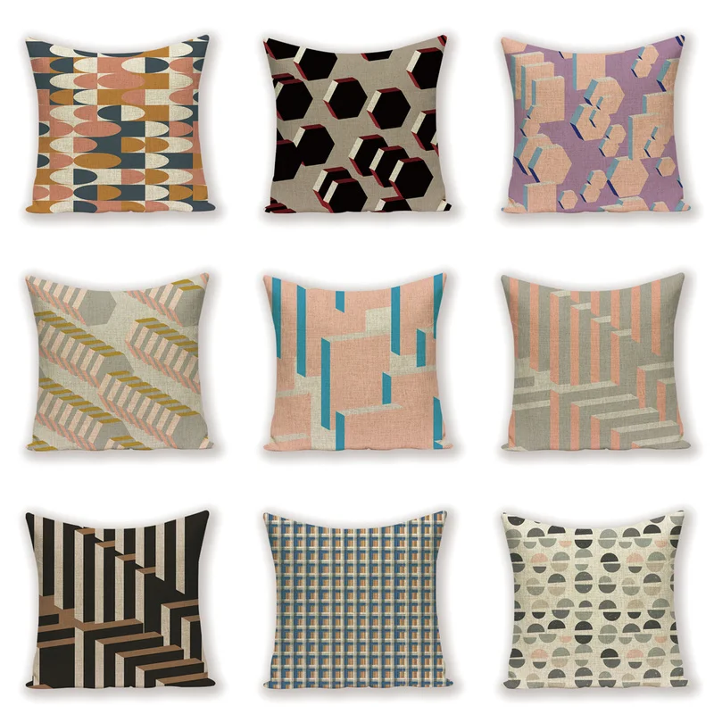 

Geometric Pillow Case Nordic Home Decoration Sofa Decor Throw Pillows Covers Colourful Cushions Custom Linen Cushion Cover Cases