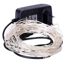 Christmas Copper Wire 10M 100LED Fairy Lights with 2A Power Adapter Warm White LED String Light New Year Wedding Decoration 1PC