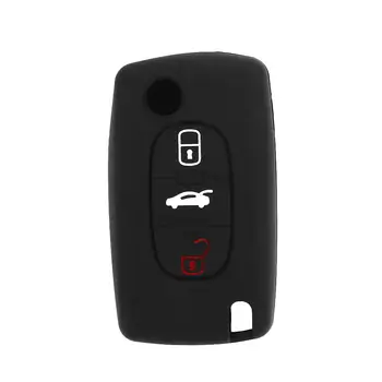 

3 Button Foldable Car Key Shell Silicone Key Case Protection Cover Automobile Soft Remote Fob Cover for Peugeot 408