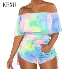 KEXU Summer Sexy Hollow Out Camouflage Printed Ruffled Shorts Straps Drawstring Pants Women Elegant Sleeveless Retro Jumpsuits KEXU Summer Sexy Hollow Out Camouflage Printed Ruffled Shorts Straps Drawstring Pants Women Elegant Sleeveless Retro Jumpsuits