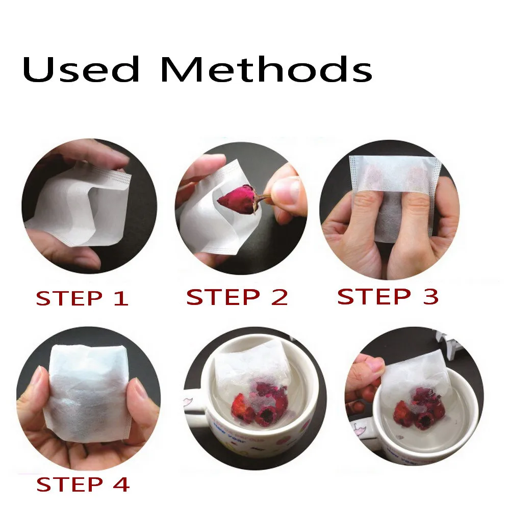 100 Pcs/lot Empty Paper Tea Bags Heat Seal Filter Paper Herb Loose Disposable Tea Bags infuser Strainer 7*10CM