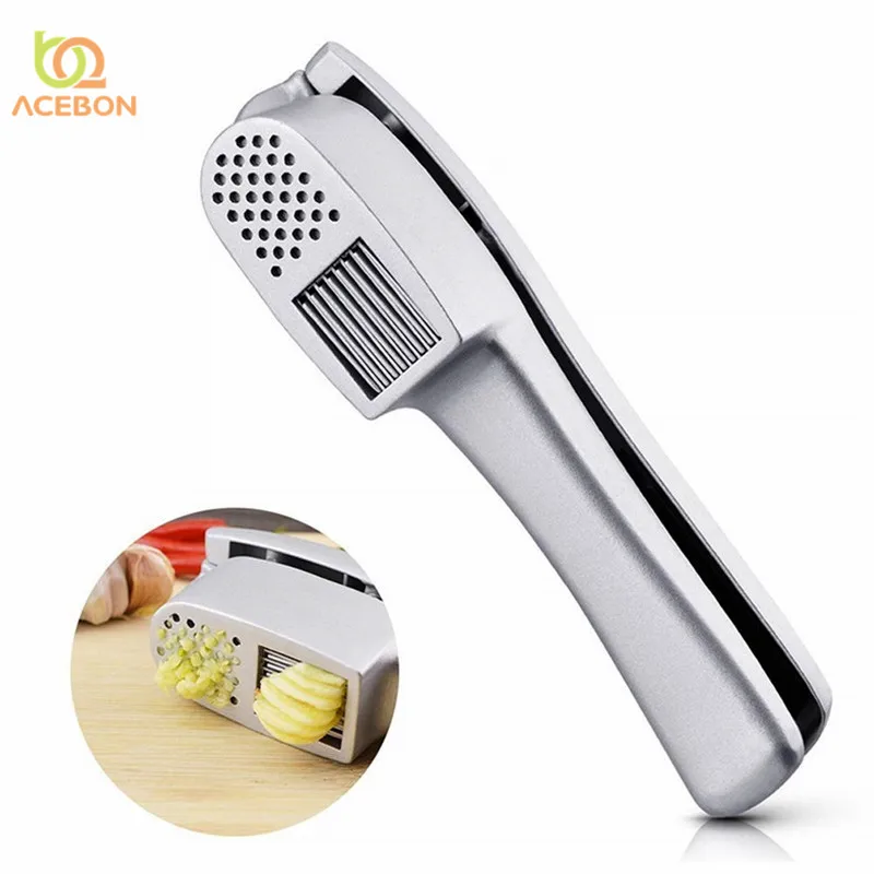 Garlic Press Mincer and Slicer 2 in 1 Kitchen Gadget Aluminium Crusher Mincer Grinder Chopper Slicer for Garlic Kitchen Tool