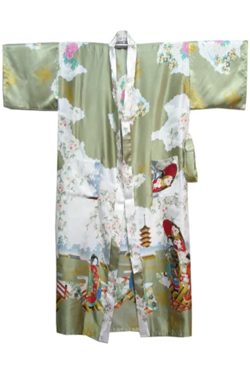 Гэри Винтаж японские дамы кимоно юката сексуальные шелковый халат из вискозы Ночная Mujer Pijama плюс Размеры S M L XL XXL XXXL R002-B - Цвет: Green