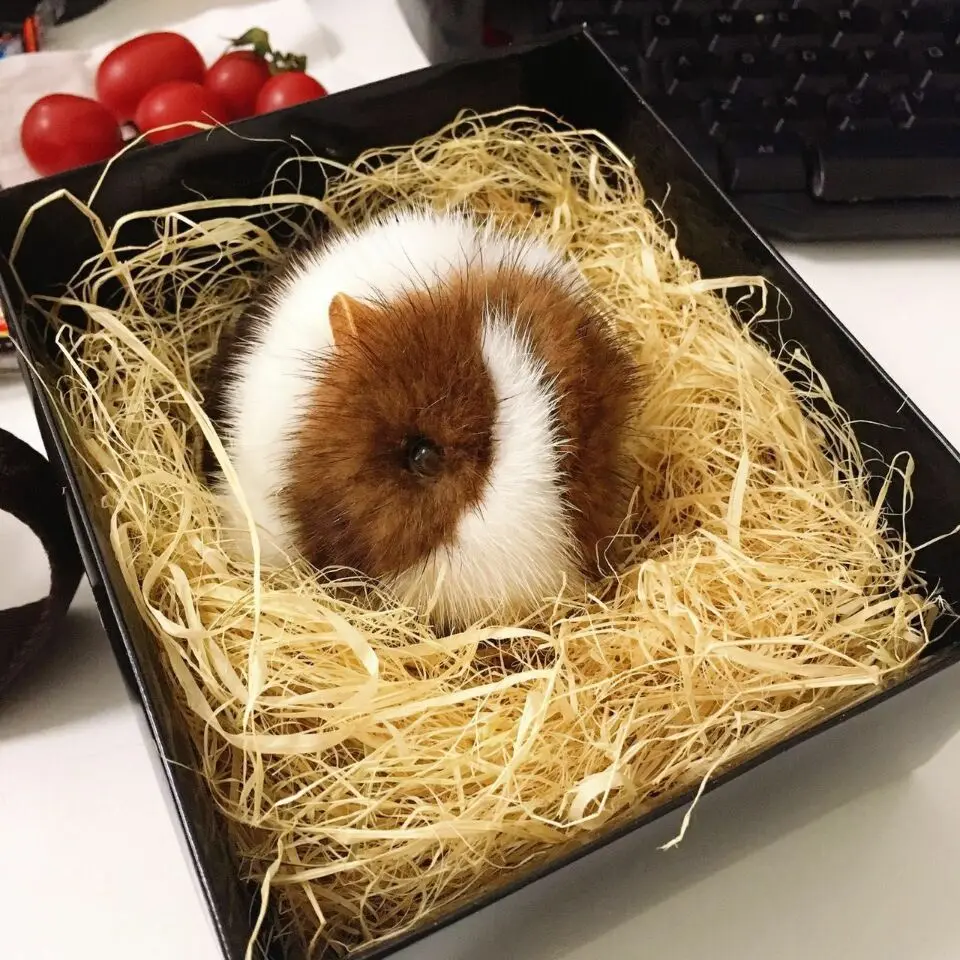 

2018 Fur pom pom Keychain Small Hamster Keychain Fashion Key Chain Luxury Mink Fur Toy Doll Keychain Car Charm Pendant
