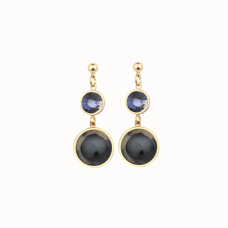 

2018 New Fashion Ethnic Style Acetate Round Dangle Earrings Elegant Crystal Drop Earrings For Women Summer Simple Trendy Jewelry