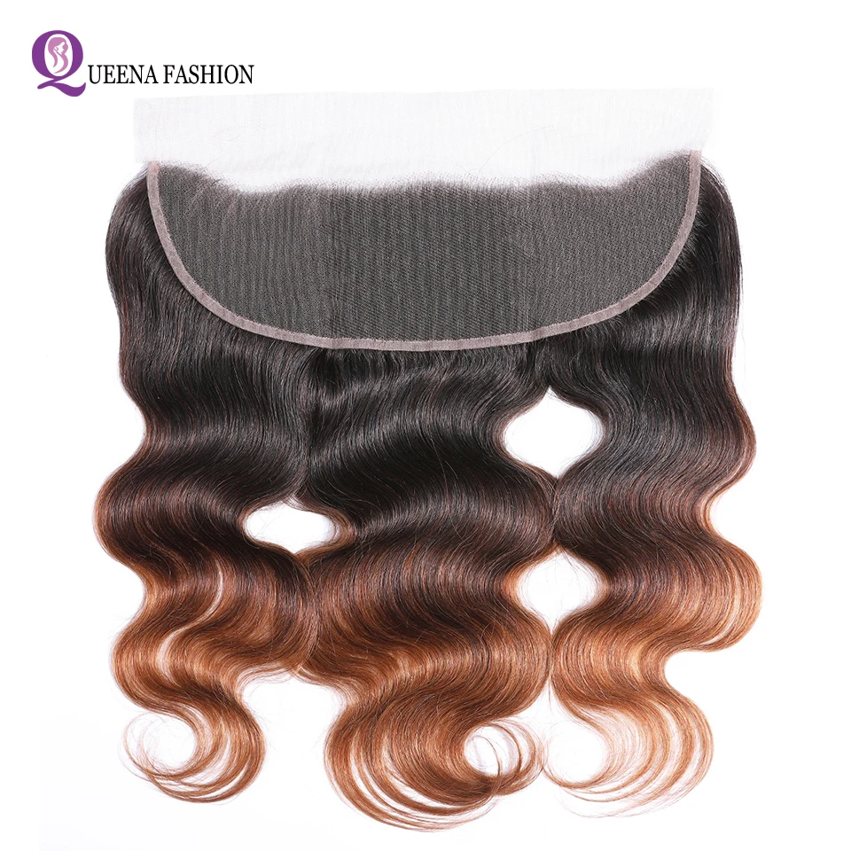 

T1B/4/30 Three Tone Color Bleached Knots Ombre 13x4 Ear To Ear Lace Frontal Closure Brazilian Body Wave Ombre Human Hair Frontal