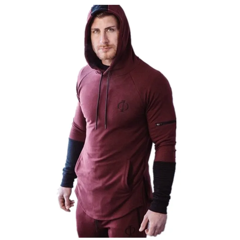 

Fall/winter 2019 men's hoodies fashion casual pullover fitness cotton sweatshirt sportswear brand clothing stitching hot sale