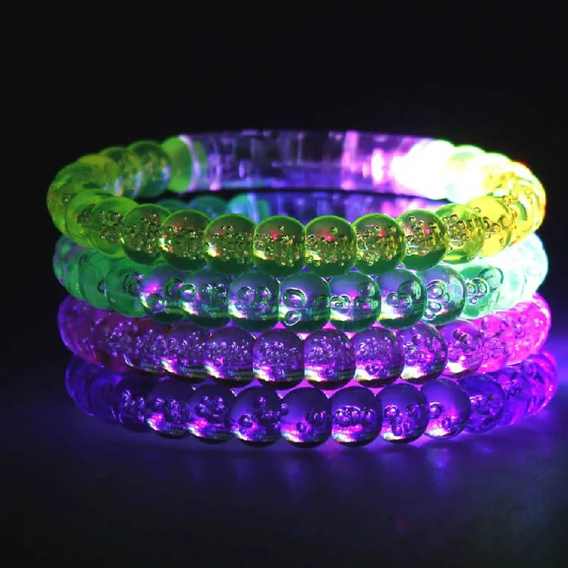 LED Flashing Glowing Beads Wristband Bracelet Party Dance Bar Disco