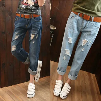 

panty Han edition hole in nine points straight legging pencil pants jeans 2016 jeans women