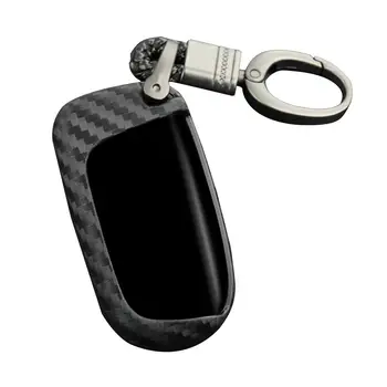 

Silicone Auto Key Case Carbon Fiber Key Chain Accessories Case Ring Car Alarm Remote Controller Keychain for Jeep Dodge Chrysler