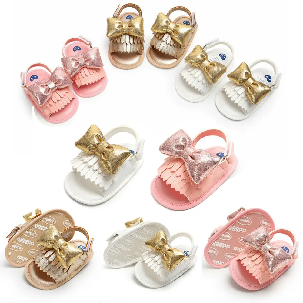 

Infant Baby Girl Summer Sandals Anti-slip Flip-flop Toddler Kids Faux Leather Butterfly Non Slip Soles Shoes Prewalker