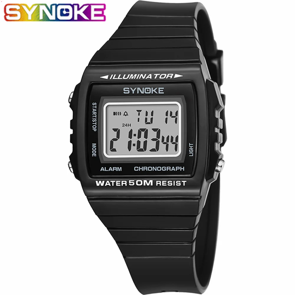 SYNOKE мужские спортивные часы водонепроницаемые Relogio Masculino цифровые хронограф шок