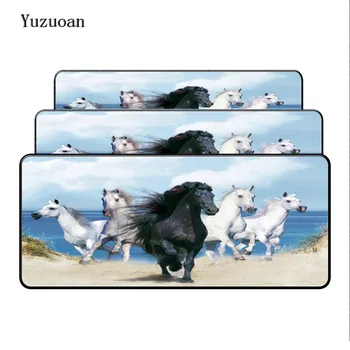 

Yuzuoan Black And White Horse Free Shipping Gaming Large Lock Edge Mouse Pad Speed Laptop Keyboard Mats Decorate Your Desk