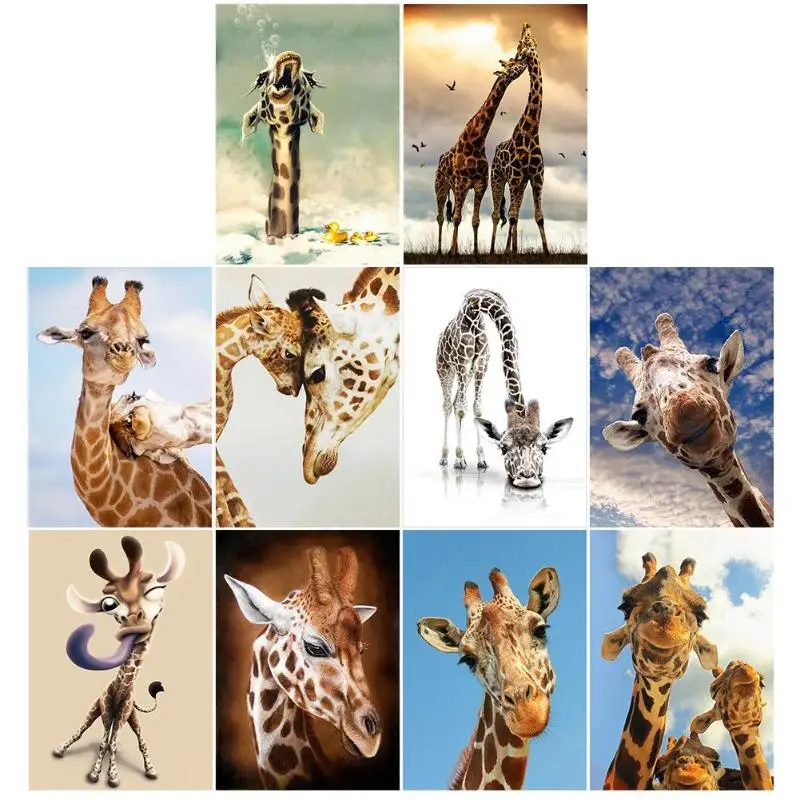 

5D DIY Full Drill Diamond Painting Giraffe Cross Stitch Embroidery Kits Daimond Painting Wild Life Crystal Rhinestone Decor