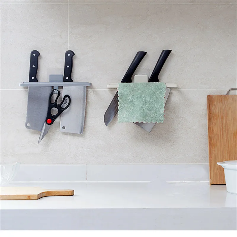 

Punch-free kitchen shelf wall-mounted kitchen knife holder Household plastic knife holder wall rag bar Kitchen accessories