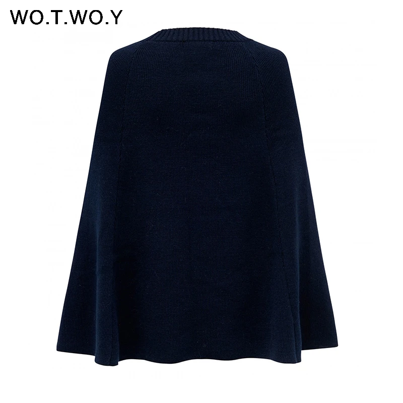 WOTWOY 2018 Knitted Cloak Sweater Women Casual Loose Shawl Autumn Winter Streetwear Poncho Women Sweater And Pullovers Plus Size WOTWOY 2018 Knitted Cloak Sweater Women Casual Loose Shawl Autumn Winter Streetwear Poncho Women Sweater And Pullovers Plus Size